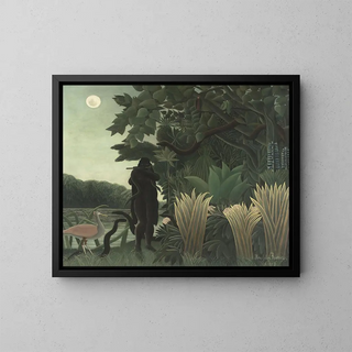 Le charmeur de serpents - Henri Rousseau — inramlat konstverk på väggen