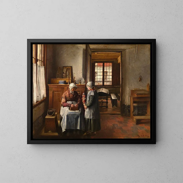 Le Festin des Grands-Mères - Henri de Braekeleer — inramlat konstverk på väggen