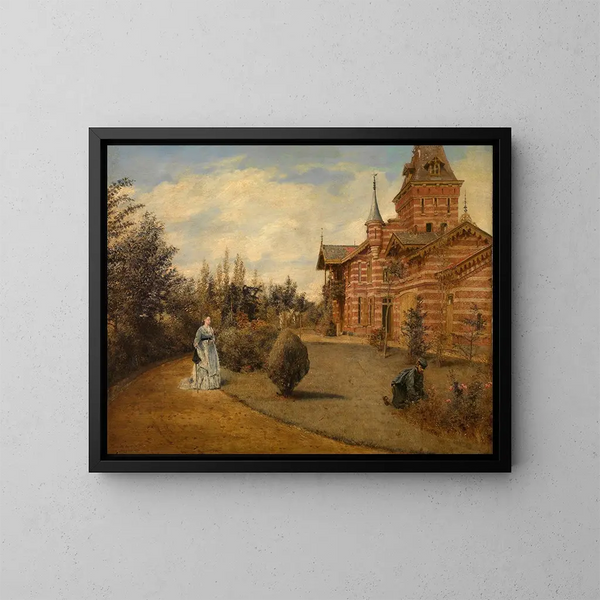La maison de campagne de Gustave Coteaux - Henri de Braekeleer — inramlat konstverk på väggen