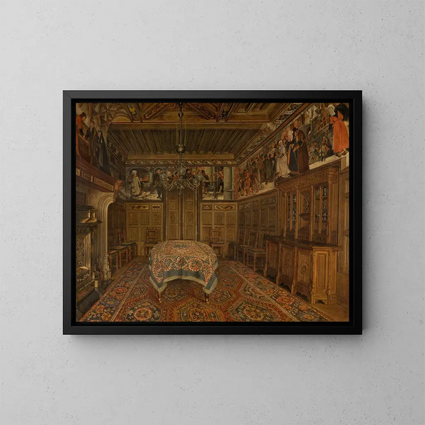 La salle à manger chez l'artiste Henri Leys - Henri de Braekeleer — inramlat konstverk på väggen