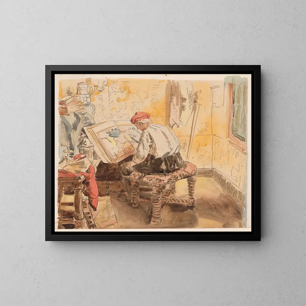 Le Géographe - Henri de Braekeleer — inramlat konstverk på väggen