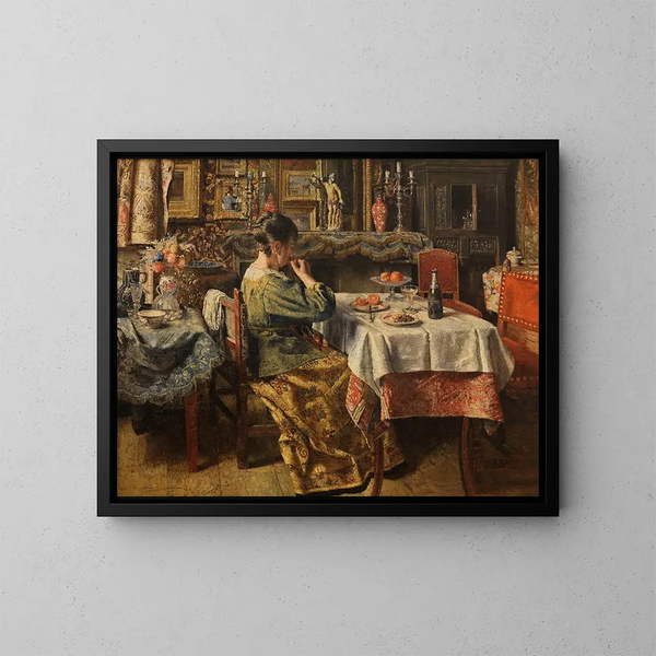 Le Repas - Henri de Braekeleer — inramlat konstverk på väggen