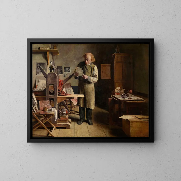 L'imprimeur de plaques - Henri de Braekeleer — inramlat konstverk på väggen