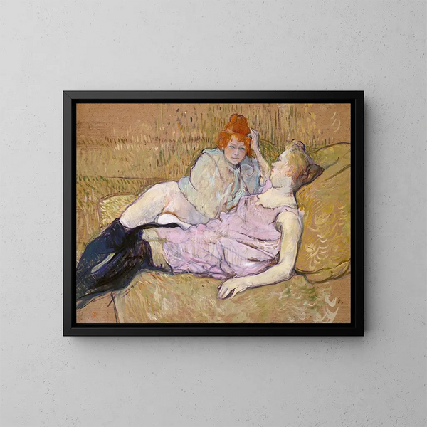 Le Canapé - Henri de Toulouse-Lautrec — inramlat konstverk på väggen