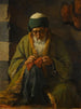 man som syr - Henriette Browne — vy av konstverket