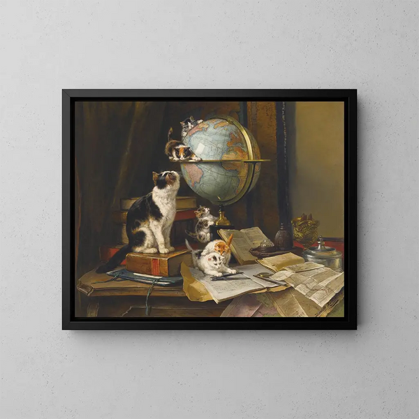 Les globe-trotters - Henriette Ronner-Knip — inramlat konstverk på väggen