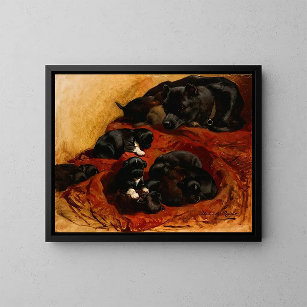 La Mère fière - Henriette Ronner-Knip — inramlat konstverk på väggen
