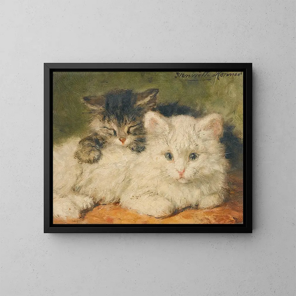 Två kattungar - Henriette Ronner-Knip — inramlat konstverk på väggen