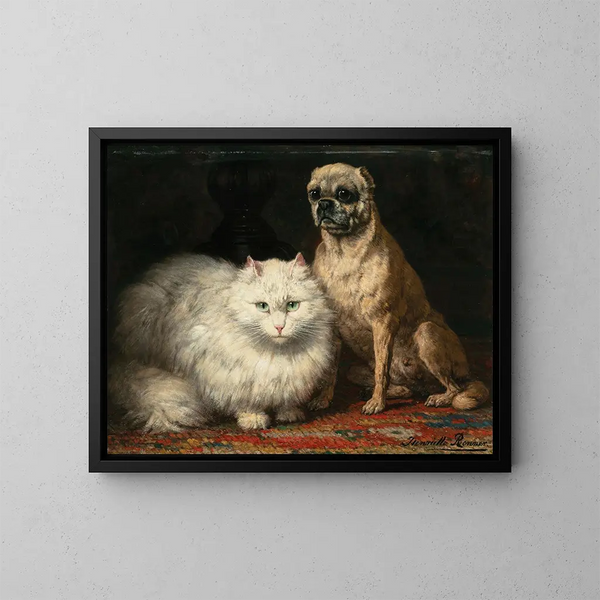 Två vänner - Henriette Ronner-Knip — inramlat konstverk på väggen