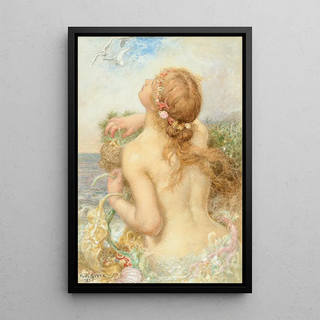 Henry John Stock - Mermaid rising from the sea.webp