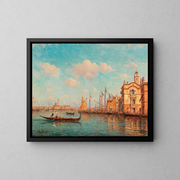 Venise, vy över San Giorgio Maggiore - Henry Malfroy — inramlat konstverk på väggen
