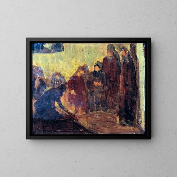Studie av Kristus som tvättar lärjungarnas fötter - Henry Ossawa Tanner — inramlat konstverk på väggen