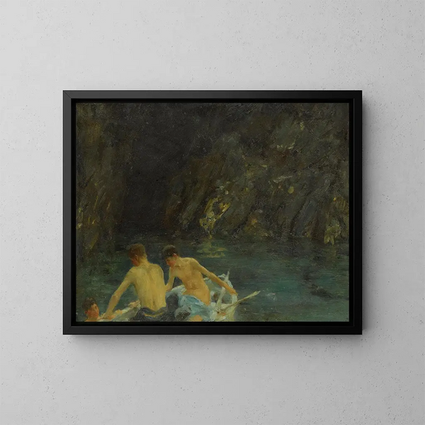 La Grotte - Henry Scott Tuke — inramlat konstverk på väggen