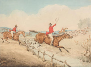 Sauter une barrière basse et un ruisseau - Henry Thomas Alken — vy av konstverket