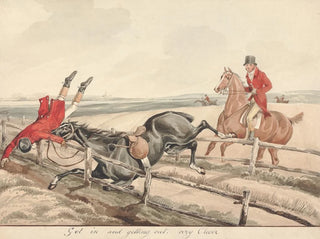 Henry Thomas Alken - Qualified Horses and Unqualified Riders Got in and Getting Out Very Clever.webp