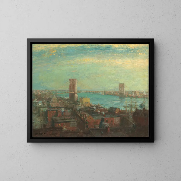 Pont de Brooklyn - Henry Ward Ranger — inramlat konstverk på väggen