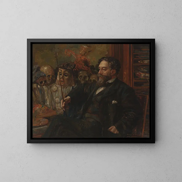 Portrait de James Ensor - Henry de Groux — inramlat konstverk på väggen