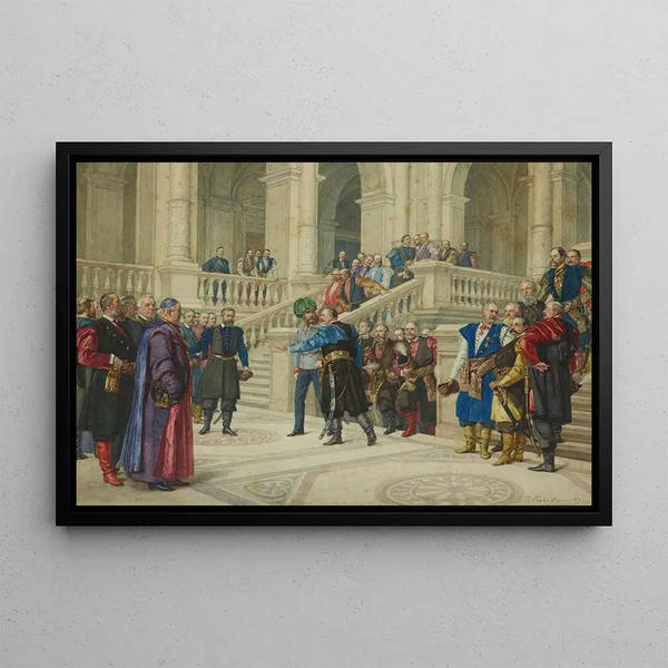 Henryk Rodakowski - The Emperor Visiting the Galicia Diet in Lviv from the Series Inspection Trip of Emperor Franz Joseph I Around Galicia in September 1880.webp