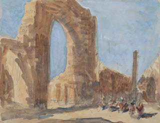 moskén Quwwat-ul-Islam och järnpelaren i Delhi i Qûtb Minâr-komplexet - Hercules Brabazon Brabazon — vy av konstverket