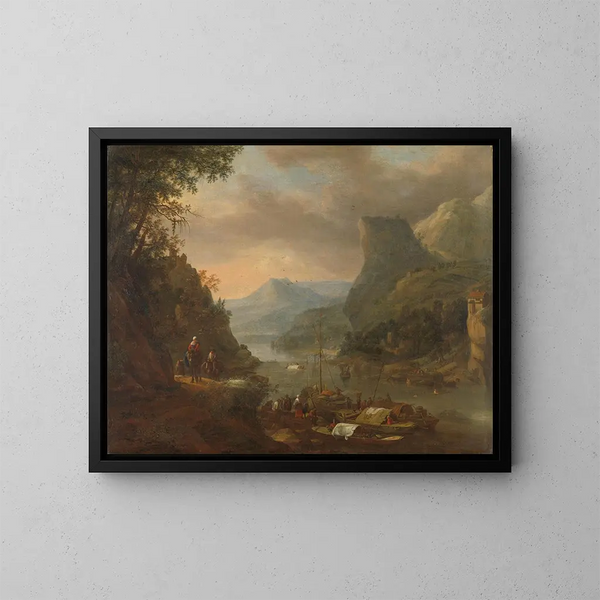 Vue de rivière dans une région montagneuse - Herman Saftleven — inramlat konstverk på väggen