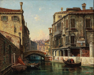 Venise, vy över kanalen under portiken av ekdungen - Hermann Oskar Schwan — vy av konstverket