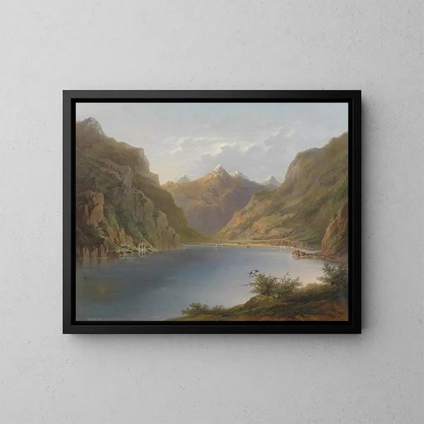 Lac des Quatre-Cantons - Hermann Ottomar Herzog — inramlat konstverk på väggen