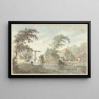 Hermanus Petrus Schouten - Boerderij aan een vaart met een ophaalbrug.webp