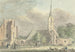 kyrka och ruin av klostret i Rijnsburg - Hermanus Petrus Schouten — vy av konstverket