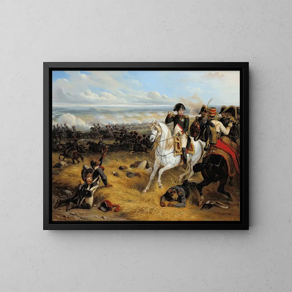 Napoléon vid Wagram - Hippolyte Bellangé — inramlat konstverk på väggen