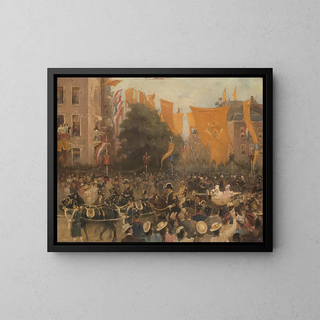 L'entrée de la reine Wilhelmine à Amsterdam en 1898 - Hobbe Smith — inramlat konstverk på väggen