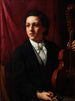 En ung musiker med sin violin Porträtt av fru Rung 1854-1914 - Holger Roed — vy av konstverket