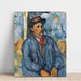 Reproduktion av målningen av en man i en blå blus - Paul Cézanne