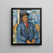 Reproduktion av målningen av en man i en blå blus - Paul Cézanne