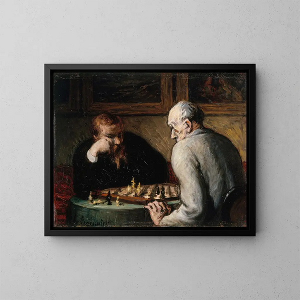 Schackspelare - Honoré Daumier — inramlat konstverk på väggen