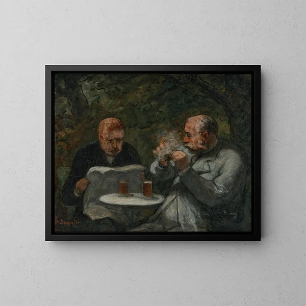 Les buveurs de bière - Honoré Daumier — inramlat konstverk på väggen