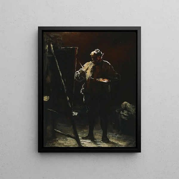 Le peintre à son chevalet - Honoré Daumier — inramlat konstverk på väggen