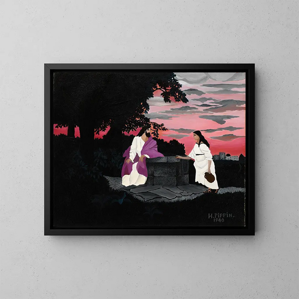 Le Christ et la femme de Samarie - Horace Pippin — inramlat konstverk på väggen