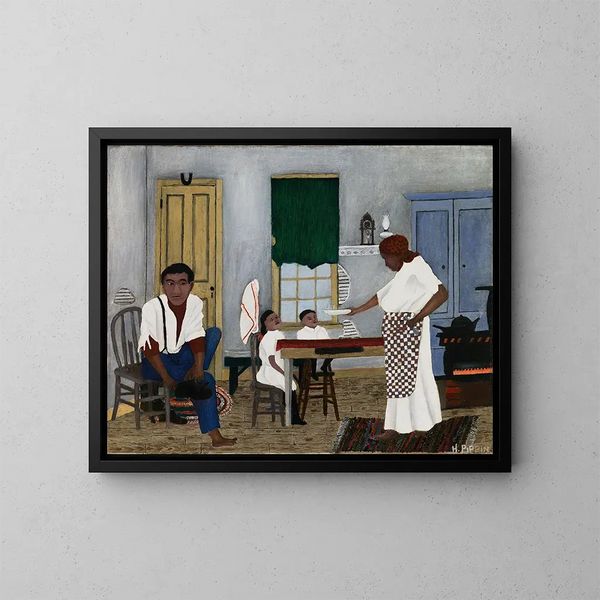 söndagsmorgonens frukost - Horace Pippin — inramlat konstverk på väggen