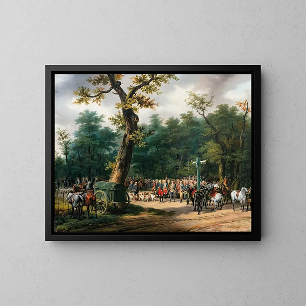 La dernière chasse de Louis XVI à Fontainebleau - Horace Vernet — inramlat konstverk på väggen