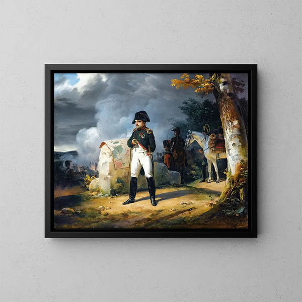 Napoleon i Charleroi, juni 1815 - Horace Vernet — inramlat konstverk på väggen