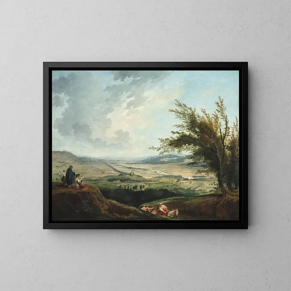 Ett stort landskap nära Paris - Hubert Robert — inramlat konstverk på väggen