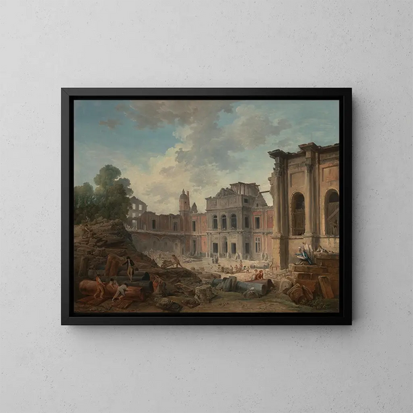 rivningen av Meudon-slottet - Hubert Robert — inramlat konstverk på väggen