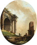 Herdar och deras boskap framför en båge och en ruinobelisk - Hubert Robert — vy av konstverket