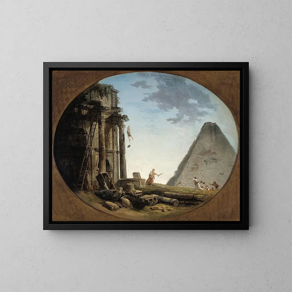 L'Accident - Hubert Robert — inramlat konstverk på väggen
