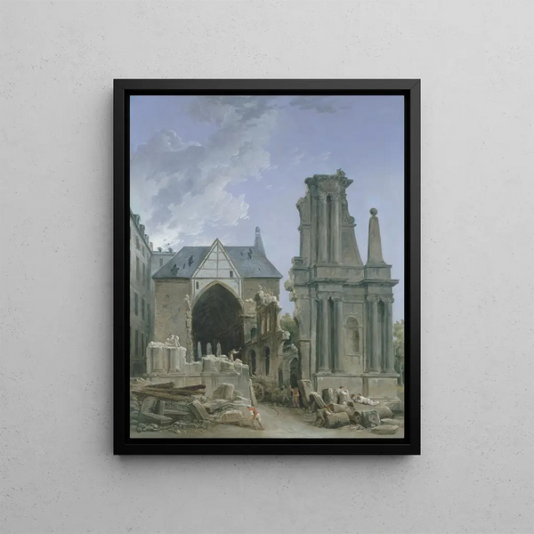 Église des Feuillants i rivning - Hubert Robert — inramlat konstverk på väggen