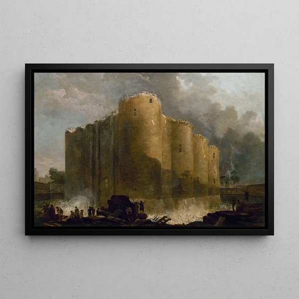 La Bastille i de första dagarna av dess rivning - Hubert Robert — inramlat konstverk på väggen