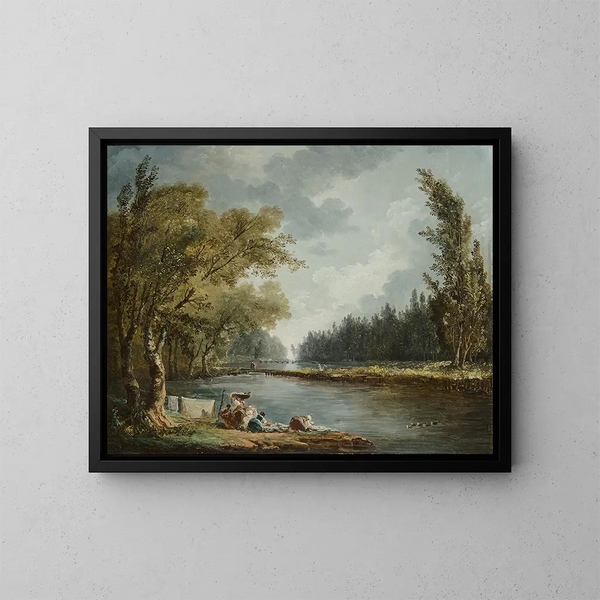 La Marne à Charenton et le Moulin de Charenton - Hubert Robert — inramlat konstverk på väggen
