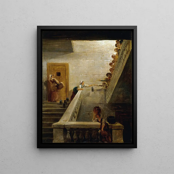 Le Ravitaillement des prisonniers à la prison de Saint - Lazare - Hubert Robert — inramlat konstverk på väggen