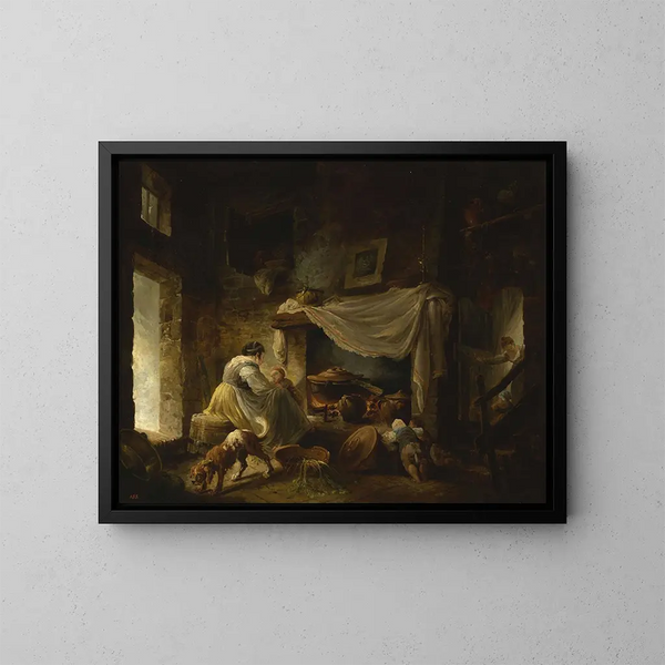 landsbygdskök i ruiner - Hubert Robert — inramlat konstverk på väggen