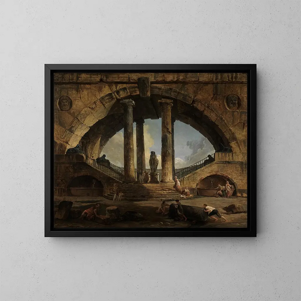 Vue fantasifull romersk - Hubert Robert — inramlat konstverk på väggen